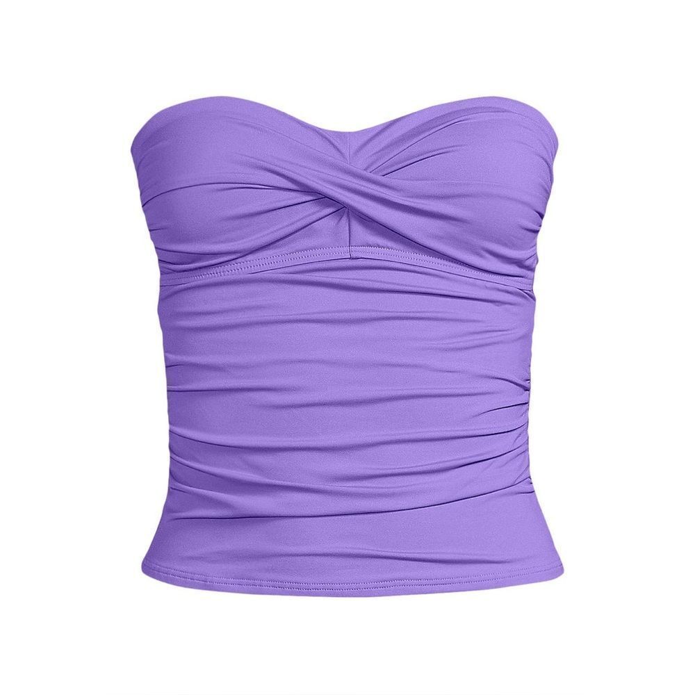 Land's End Tankini Top Bandeau soft cup Lavender Fusion removable straps size 8
